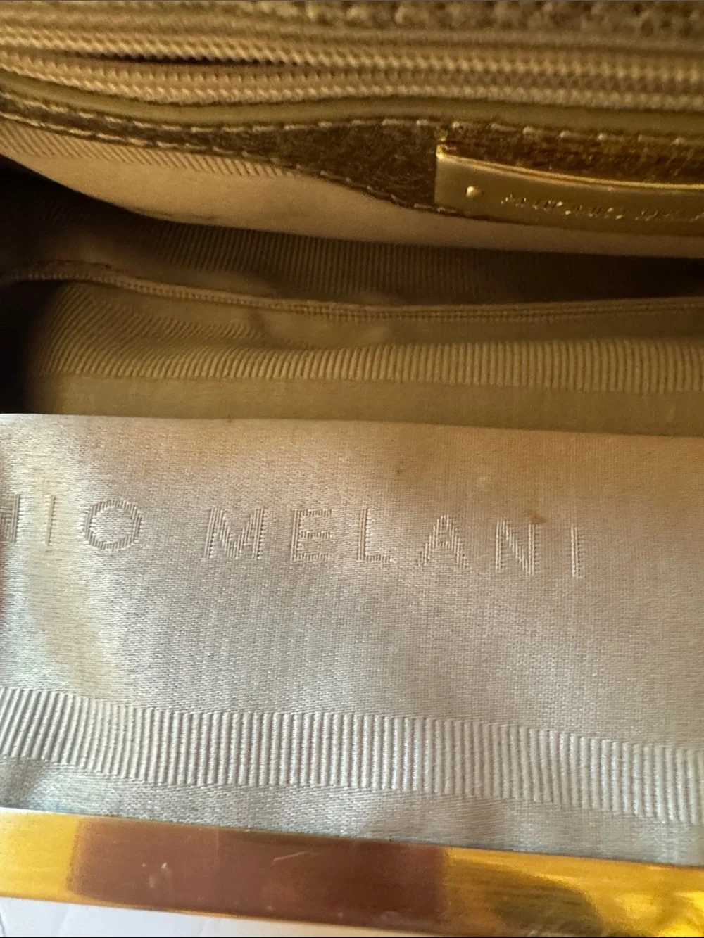 ANTONIO MELANI Metallic Gold Frame-Top Clutch